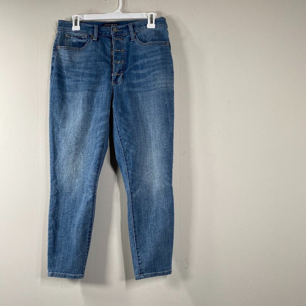 Lucky Brand Bridgette Skinny Denim Jeans Women's 10 Mid Rise Button Fly Blue